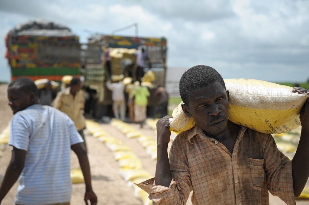 Food supplies being carried