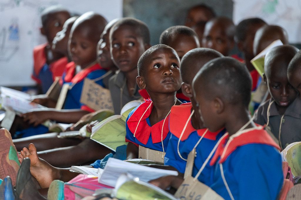 Children reading in class